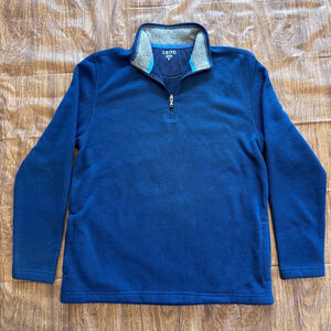 Men's IZOD Fleece Quarter Zip Pullover, Size M, Dark Blue with Gray Contrast